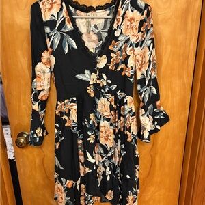 American Rag Black Floral Mini Dress